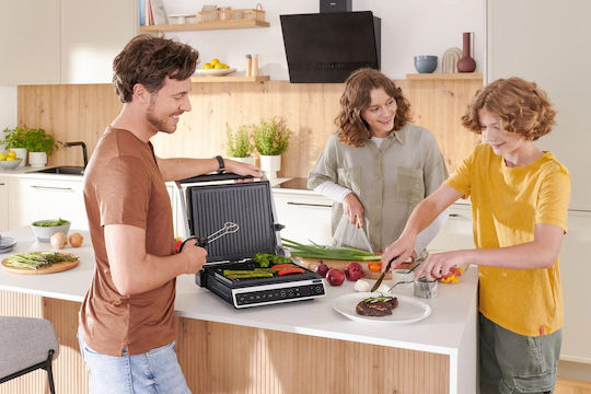 Amica Tabletop Electric Grill Grill 2000W Inox with Adjustable Thermostat 29cmx26cmcm