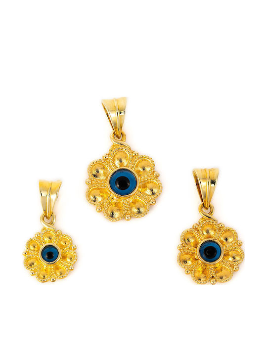 George Art Jewels Charm Ροζέτα από Χρυσό 14Κ Μπλε