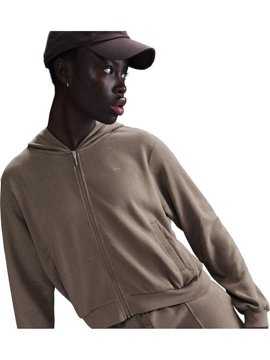 Sportswear Γυναικεία Ζακέτα Φούτερ με Κουκούλα Καφέ
