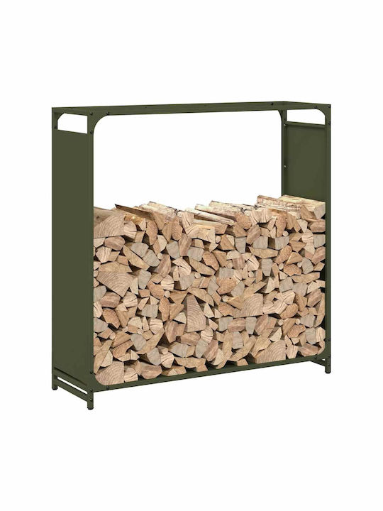 vidaXL Inox Ράφι Αποθήκευσης Ξύλων 90x28x90cm Πράσινο