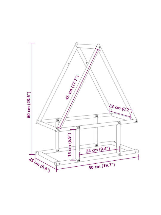 vidaXL Inox Ράφι Αποθήκευσης Ξύλων 50x25x60cm Γκρι