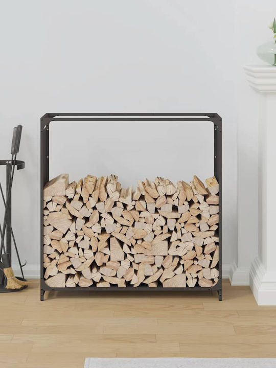vidaXL Inox Ράφι Αποθήκευσης Ξύλων 90x28x90cm Μαύρο
