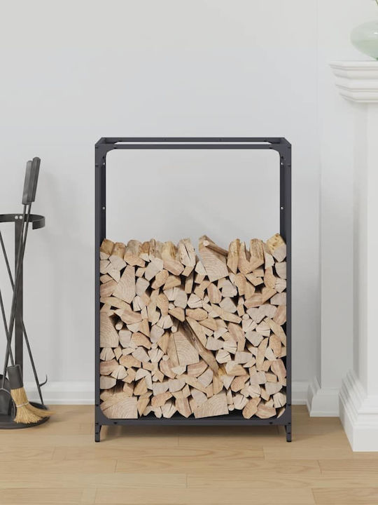 vidaXL Inox Ράφι Αποθήκευσης Ξύλων 60x28x90cm Γκρι