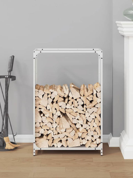 vidaXL Inox Ράφι Αποθήκευσης Ξύλων 60x28x90cm Λευκό