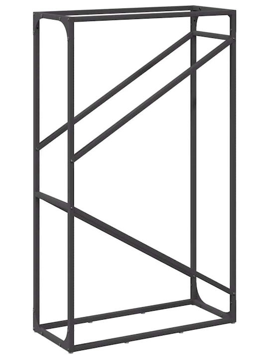 vidaXL Inox Ράφι Αποθήκευσης Ξύλων 60x25x100cm Μαύρο