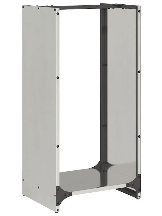 vidaXL Firewood Inox Shelf Wood Storage 40x30x80cm Silver