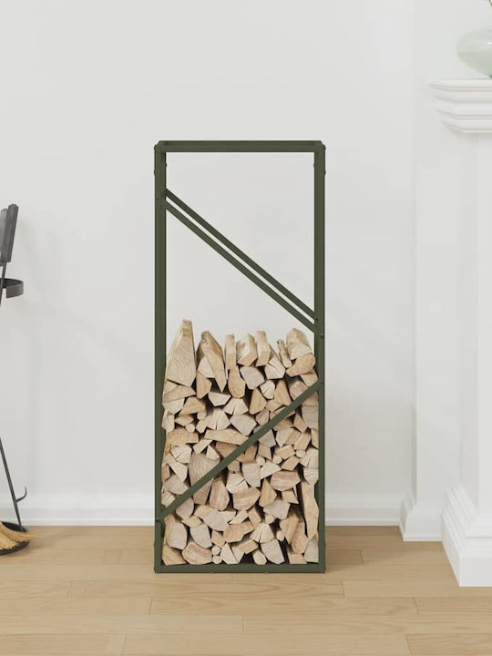vidaXL Firewood Inox Shelf Wood Storage 40x25x100cm Green