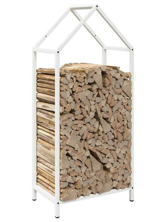 vidaXL Inox Ράφι Αποθήκευσης Ξύλων 40x25x90cm Λευκό