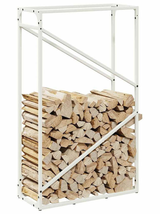 vidaXL Inox Ράφι Αποθήκευσης Ξύλων 60x25x100cm Λευκό