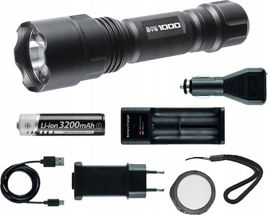 Mactronic Taschenlampe LED mit maximaler Helligkeit 1000lm Schwarz