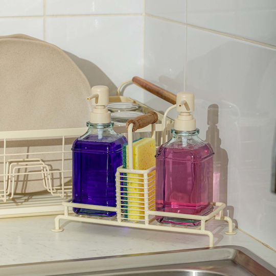 Estia Allure Dispenser Kitchen Metallic with Sponge Holder Ecru 300ml