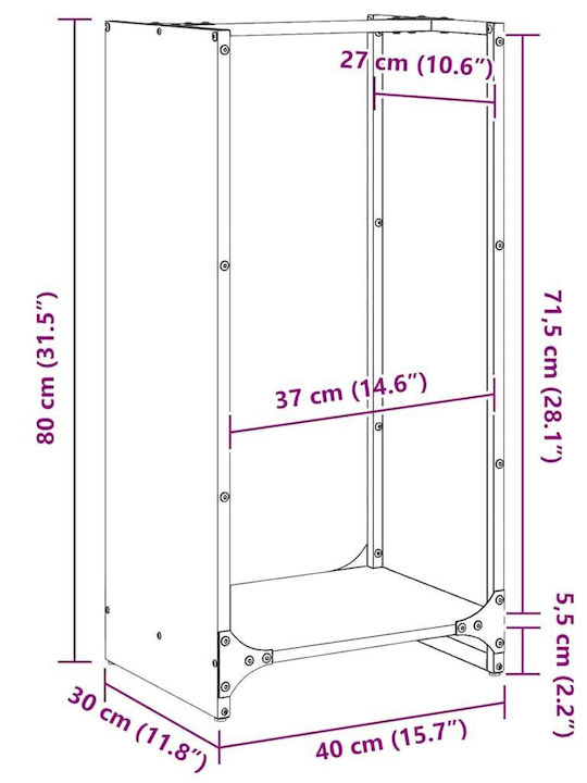 vidaXL Ξύλινο Ράφι Αποθήκευσης Ξύλων 40x30x80cm Λευκό