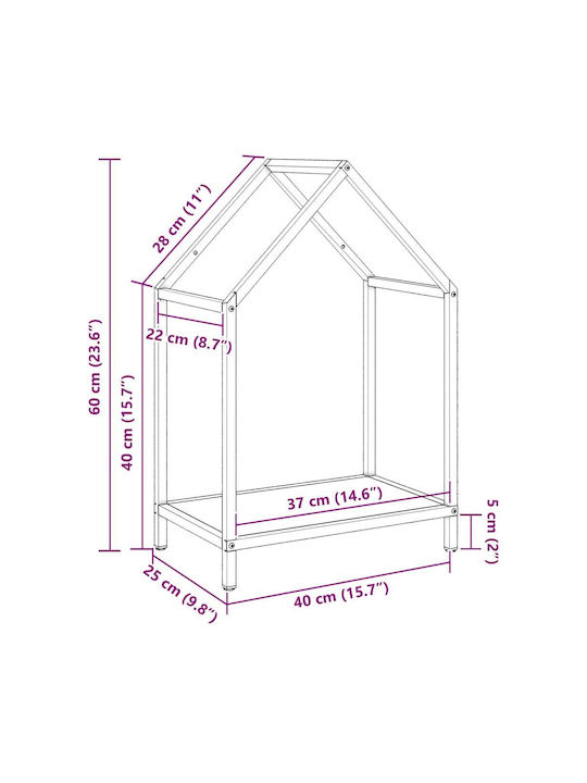 vidaXL Дърва за огрев Inox Рафт Съхранение на Дърва 40x25x60см Зелен