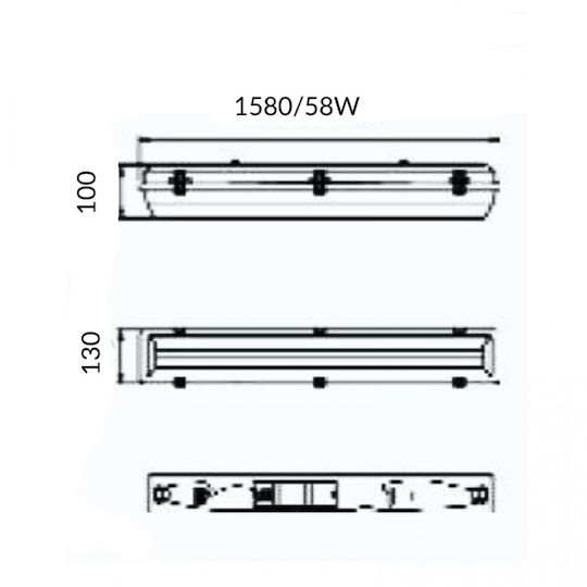 DIL Kommerzielle lineare Beleuchtung Leuchte Decke IP65 B158xT10xH13cm