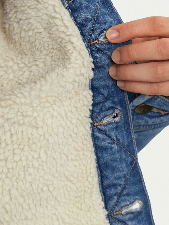 Scurtă Jachetă de femei din denim Albastru