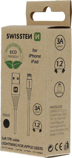 Swissten Regular USB-A la Cablu Lightning Negru 1.2m