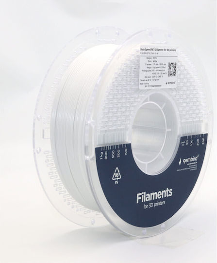 Gembird PETG 3D Printer Filament 1.75mm Λευκό 1kg 1τμχ (Spool)
