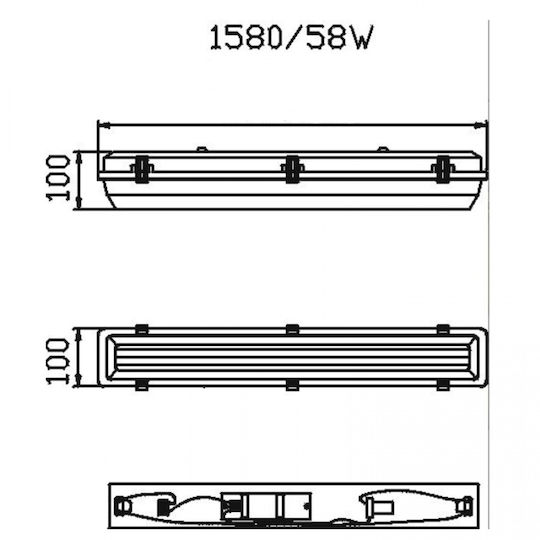 DIL Commercial Linear Ceiling Light 58W IP65 L158xD10xH10cm
