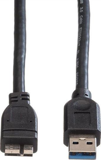 Roline Regular USB 2.0 to micro USB Cable Μαύρο 2m 1τμχ