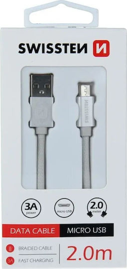 Swissten Regulär USB 2.0 auf Micro-USB-Kabel Gray 2m (71522302) 1Stück