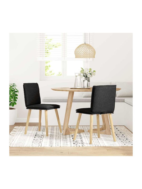 Dining Room Fabric Chair Black 45x54x86cm 2pcs