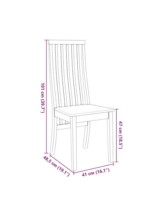 Dining Room Wooden Chair White 41x48.5x101cm 2pcs