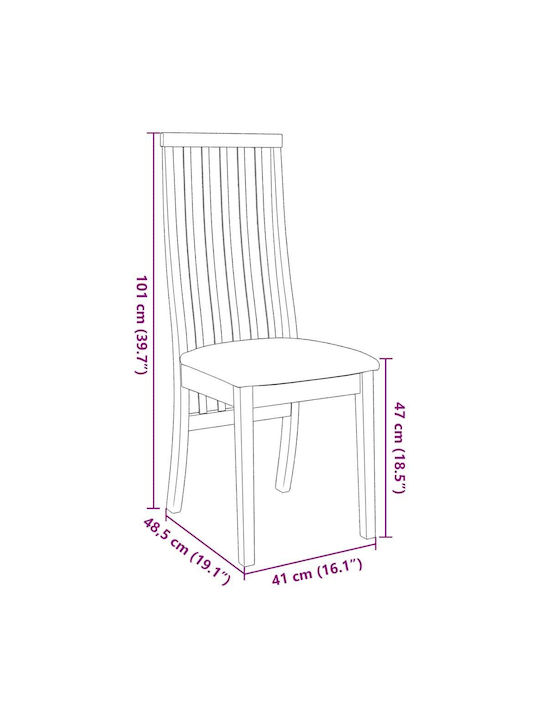 Dining Room Wooden Chair White 41x48.5x101cm 2pcs