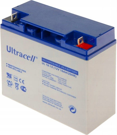 Ultracell Μπαταρία UPS με Χωρητικότητα 18Ah και Τάση 12V 1τμχ