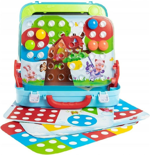 Tablă de Pictură Tip Valiză Mozaic 2 în 1 cu Roți Diverse Accesorii Multicolor