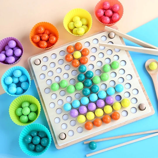 Jucărie educativă din lemn 89 de piese copii 3 ani+ Montessori 22x22 cm multicoloră