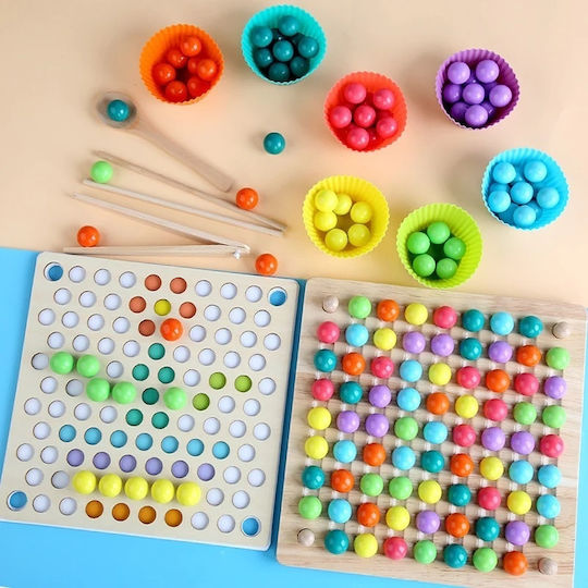 Jucărie educativă din lemn 89 de piese copii 3 ani+ Montessori 22x22 cm multicoloră