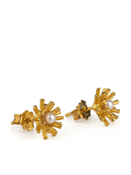 George Art Jewels Σκουλαρίκια Καρφωτά από Ασήμι με Πέρλες
