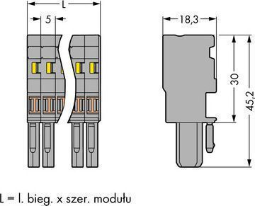 Wago Gniazdo X-com 1-przewodowe 5-biegunowe Szare 769-105