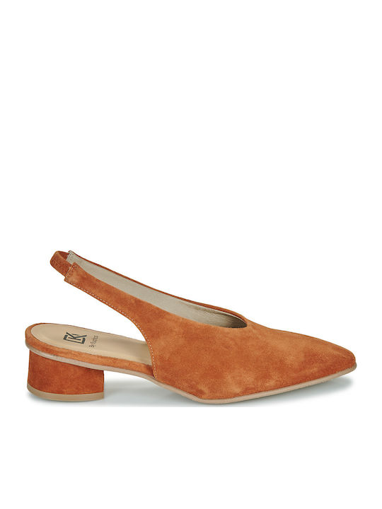 Mules with Chunky Heel in Orange Color