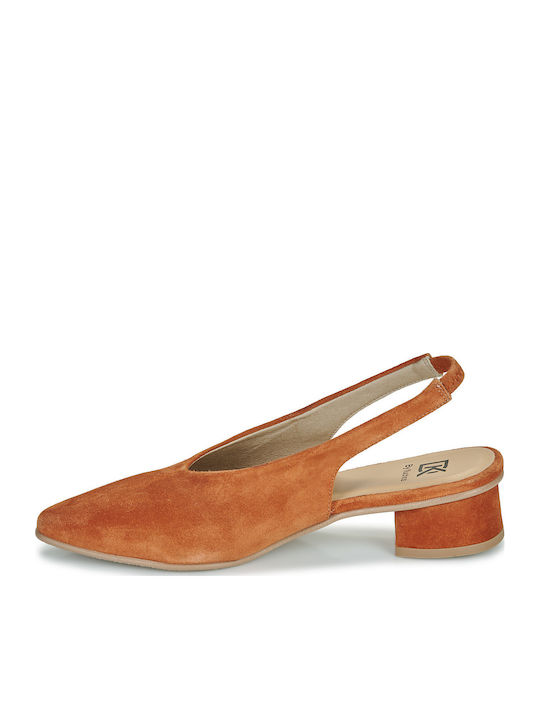 Mules with Chunky Heel in Orange Color