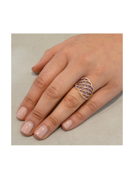 Savvidis Ring with Zircon made of Rose Gold 14K