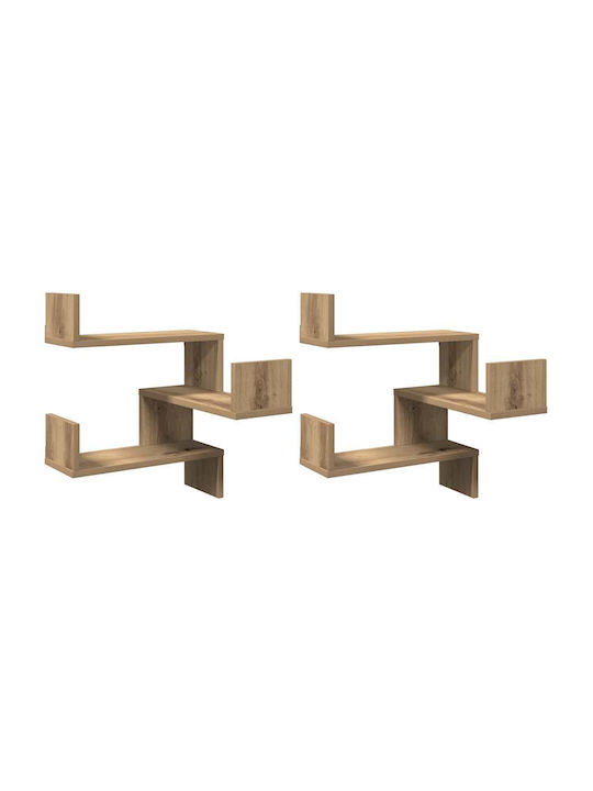 Corner Shelves Wall Coffee 2pcs 40x40x49.5cm