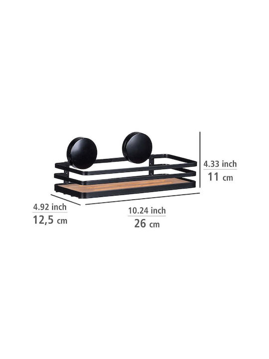 Wenko Wall Mounted Bathroom Shelf Metallic 12.5x26.5x11cm Black