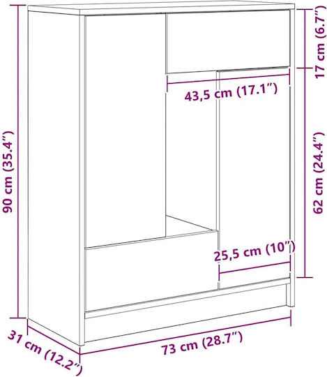 Συρταριέρα Креватокамарас Дървена Бял 73x31x90бр