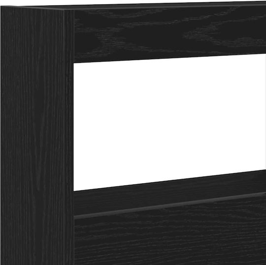 vidaXL LED Bed Headboard Wooden Black Oak 140x102cm