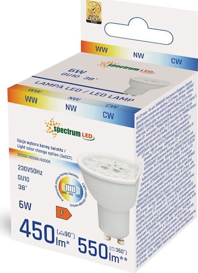 Spectrum Bec LED 6W pentru Soclu GU10 Alb cald până la alb rece