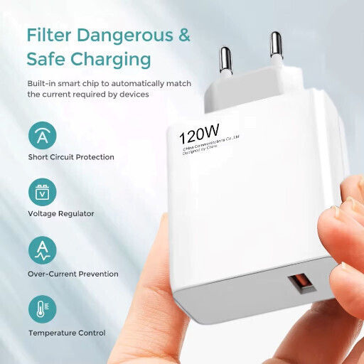 Φορτιστής με Θύρα USB-A και Καλώδιο USB-C 120W Quick Charge 5.0 Λευκός (EV-PS1120)