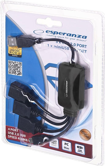 Esperanza EA114 USB Hub with 4 USB 2.0 Ports with USB-A Connection