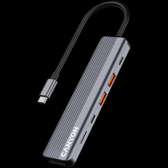 Canyon USB-C Docking Station with HDMI 4K PD Ethernet Grey