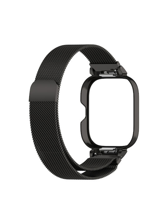 Redmi Watch 5 Redmi Watch 4 Калъф За Часовник Метална Рамка Вградена Каишка За Часовник Milan Магнитна Стоманена Мрежа Черен