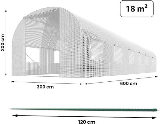 Garden Tunnel 3 X 6 M 18m2 White Plonos