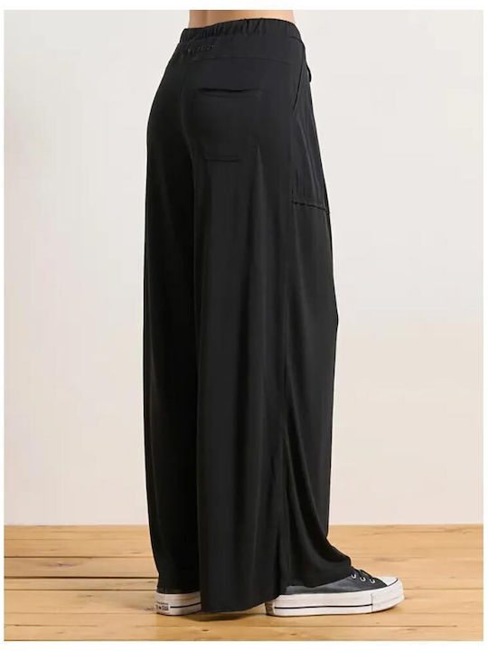 High Waist Sweatpants Flared Black