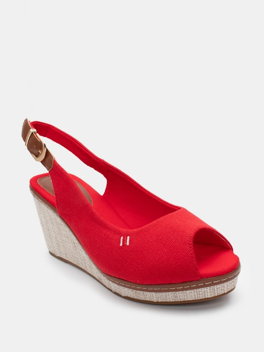 Luigi Women's Peep Toe Platforms Red