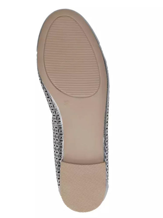 Leather Ballerinas Silver