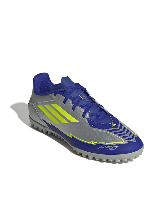 adidas F50 Club Messi Ποδοσφαιρικά Παπούτσια με Σχάρα TF Ασημί